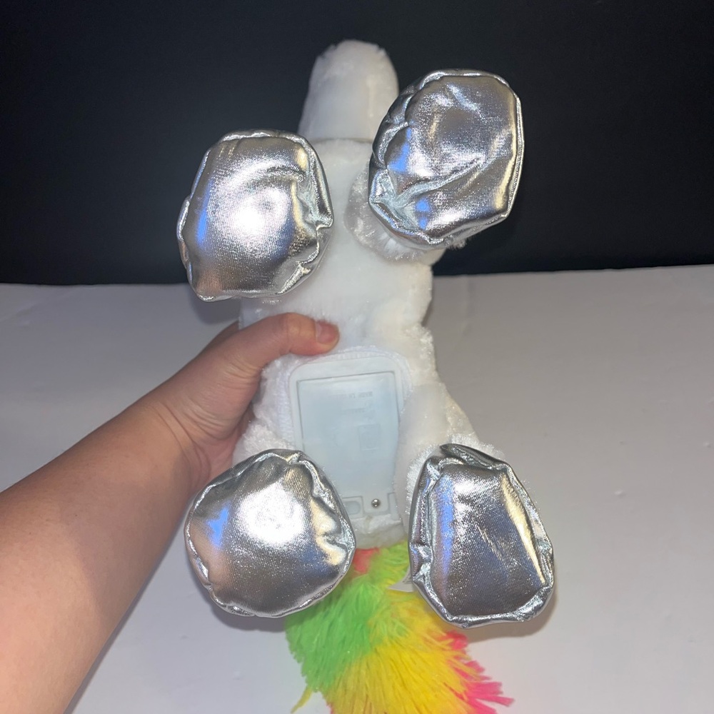 White Plush Unicorn with Rainbow Mane and Silver Hooves - Picture 4 of 7